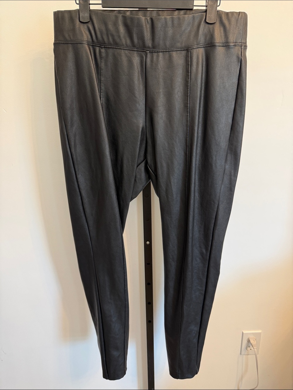 Old Navy Black Faux Leather Straight-Leg Pants